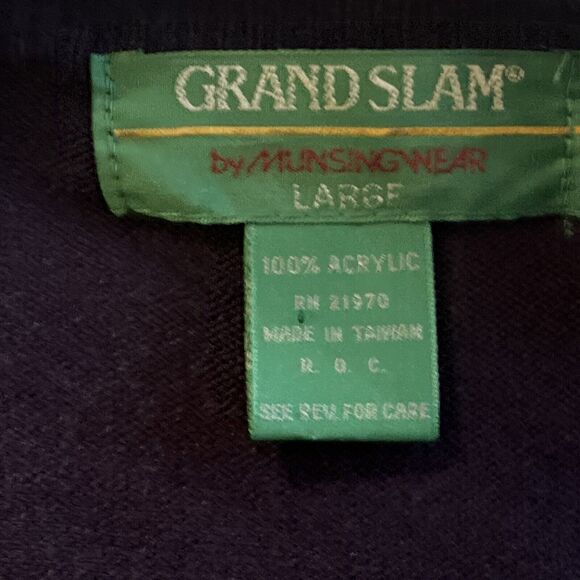 Vintage Grand Slam Munsingwear Men V Neck Blue Pullover Light Soft Sweater Large - Picture 2 of 4